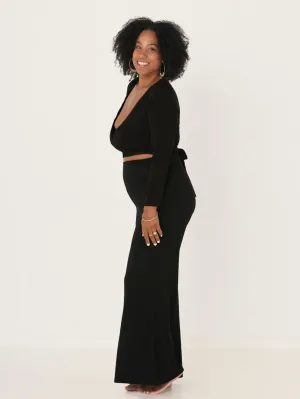 Bamboo L/S Ballet Wrap Top - Black