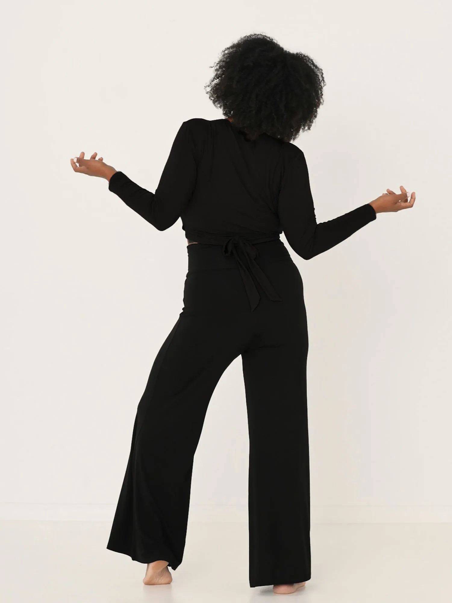 Bamboo L/S Ballet Wrap Top - Black