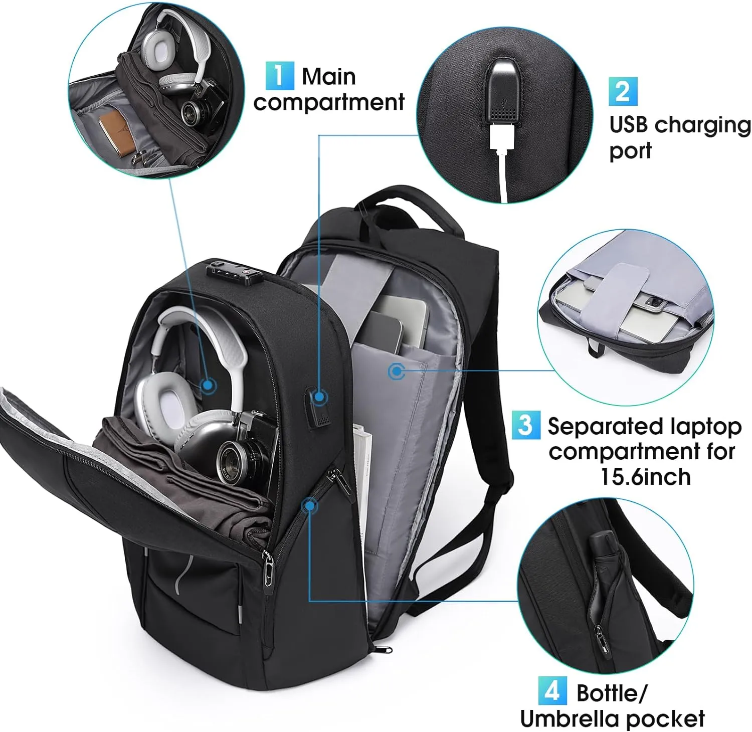 BANGE Lightweight Travel Backpack， Laptop Backpack for 15.6 Inch Notebook, Daily Fashion Work Backpacks for Men and Women