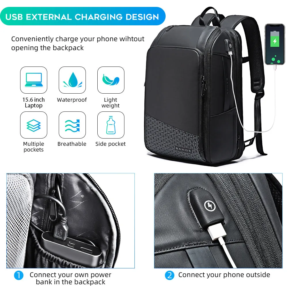 BANGE Travel Backpacks,Weekender Carry On Backpack Waterproof Men's Business Laptop Backpack for 15.6inch