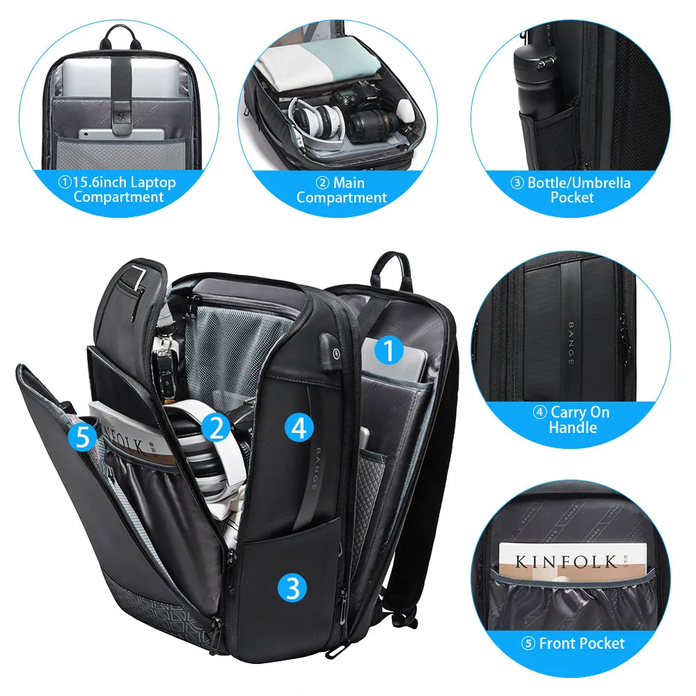 BANGE Travel Backpacks,Weekender Carry On Backpack Waterproof Men's Business Laptop Backpack for 15.6inch