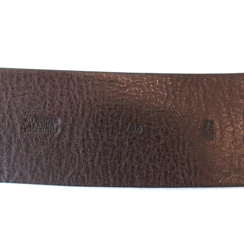 Barneys New York Double Buckle Wide Belt Brown Leather Size 80 US 32