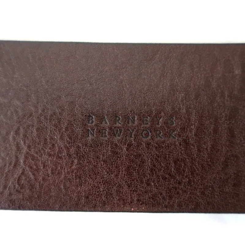 Barneys New York Double Buckle Wide Belt Brown Leather Size 80 US 32