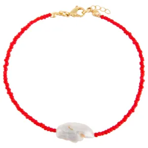 Baroque Pearl Color Beaded Anklet