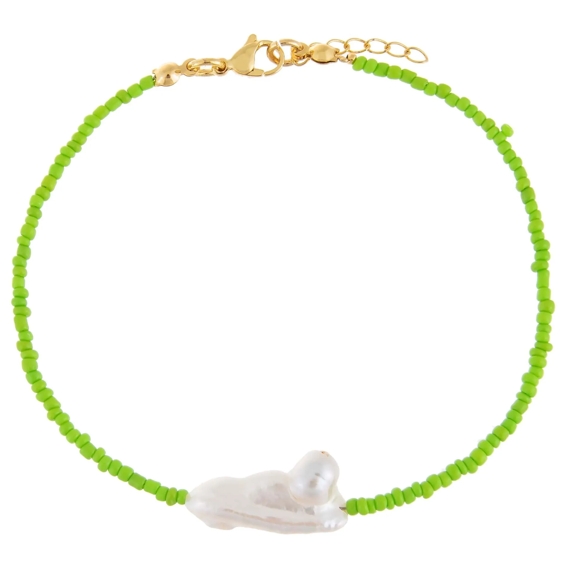 Baroque Pearl Color Beaded Anklet