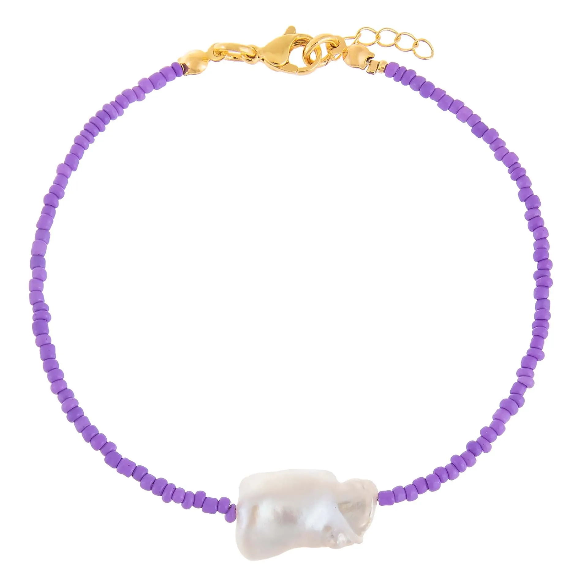 Baroque Pearl Color Beaded Anklet