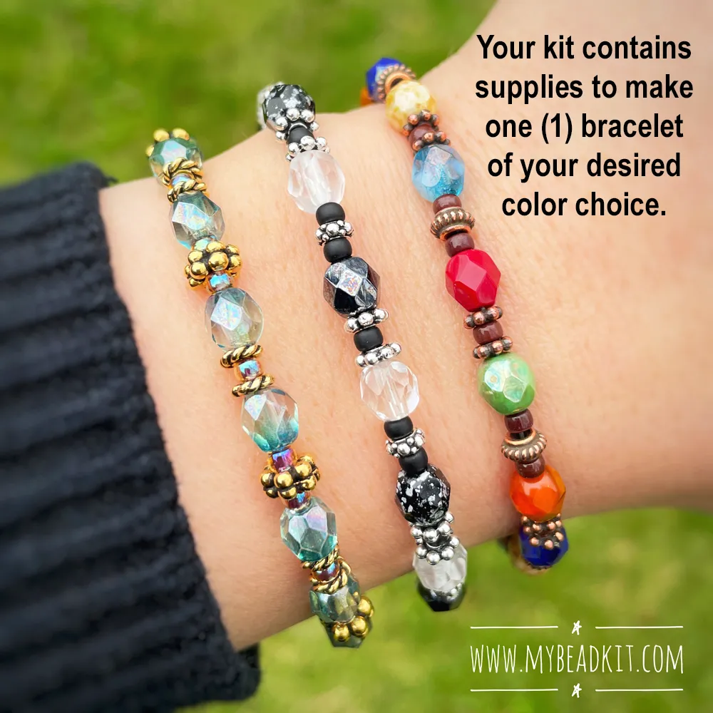 Basic Beaded Bracelet Kit - Sea Foam & Gold