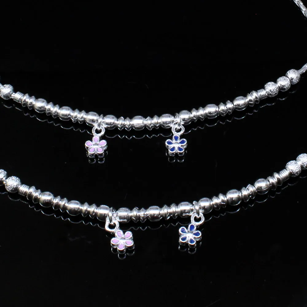 Beautiful 925 Sterling silver Ankle chain foot Bracelet Pair 10.3"