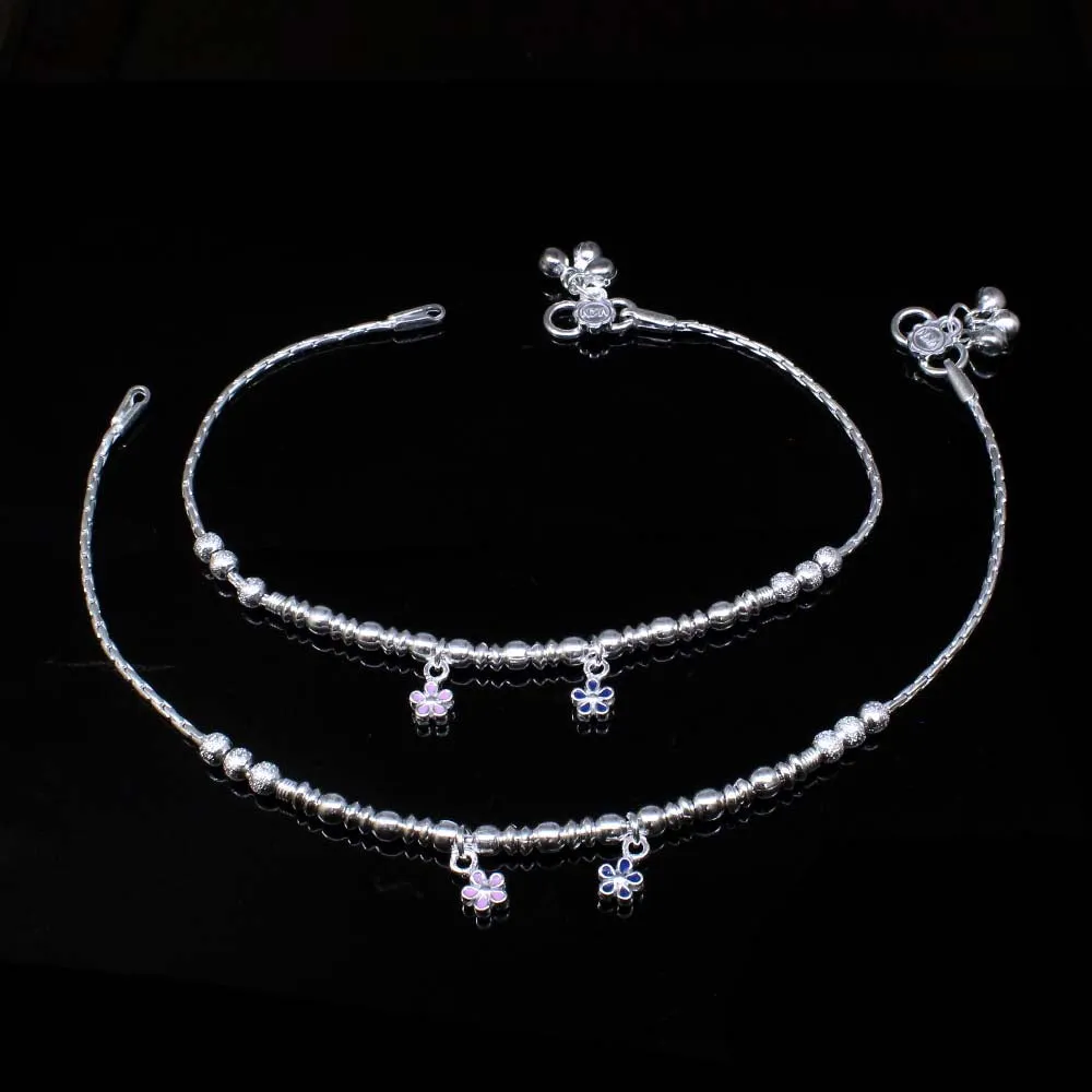 Beautiful 925 Sterling silver Ankle chain foot Bracelet Pair 10.3"