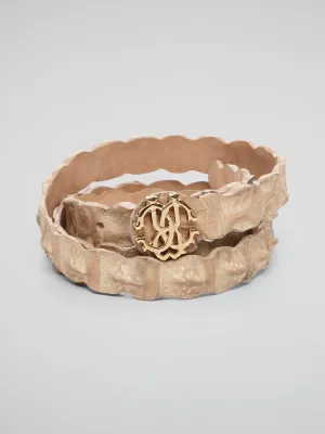 Beige Logo Buckle Belt