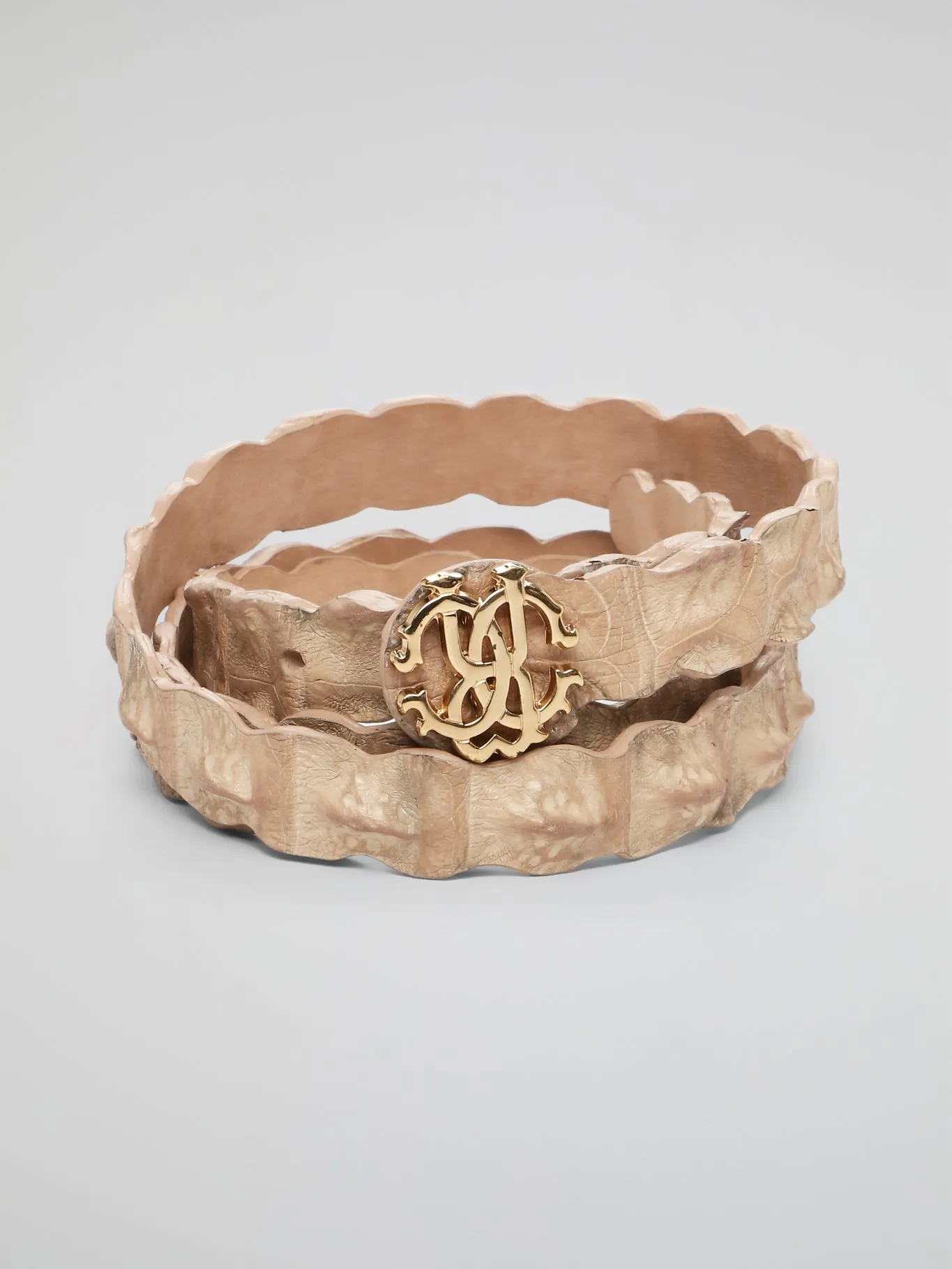 Beige Logo Buckle Belt