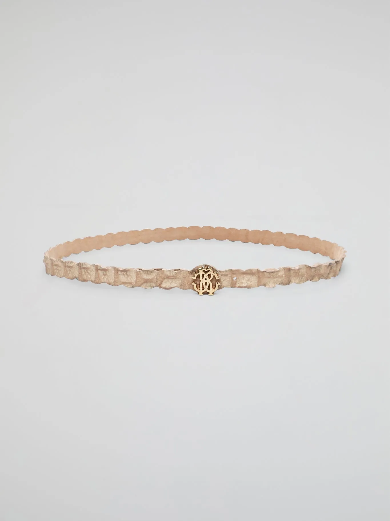Beige Logo Buckle Belt
