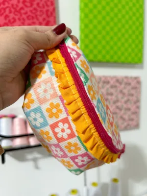 Belt Bag: (RUFFLE) Floral Checkered