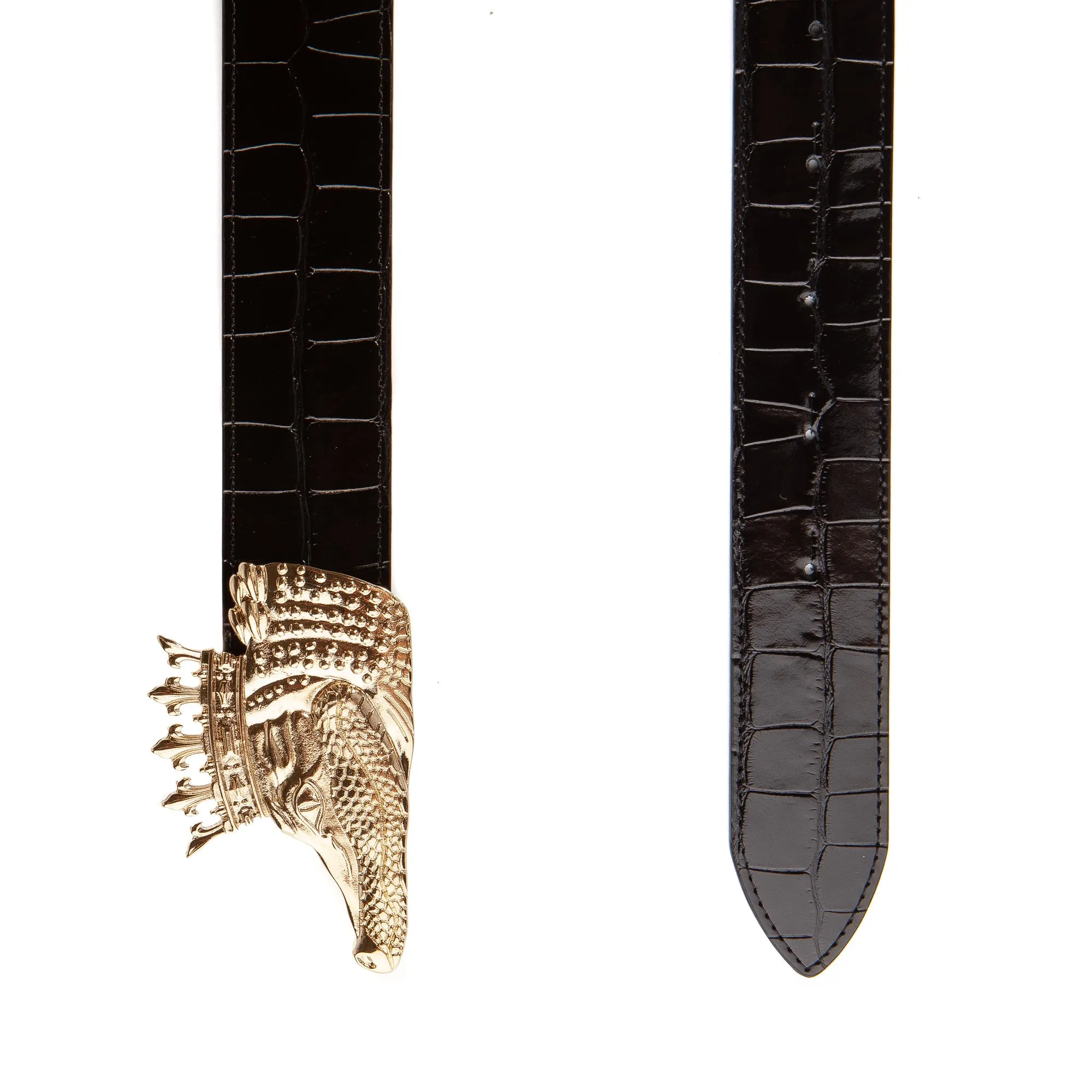 BENE x Alexa Pulitzer King Gator Leather Belt in Black Croc
