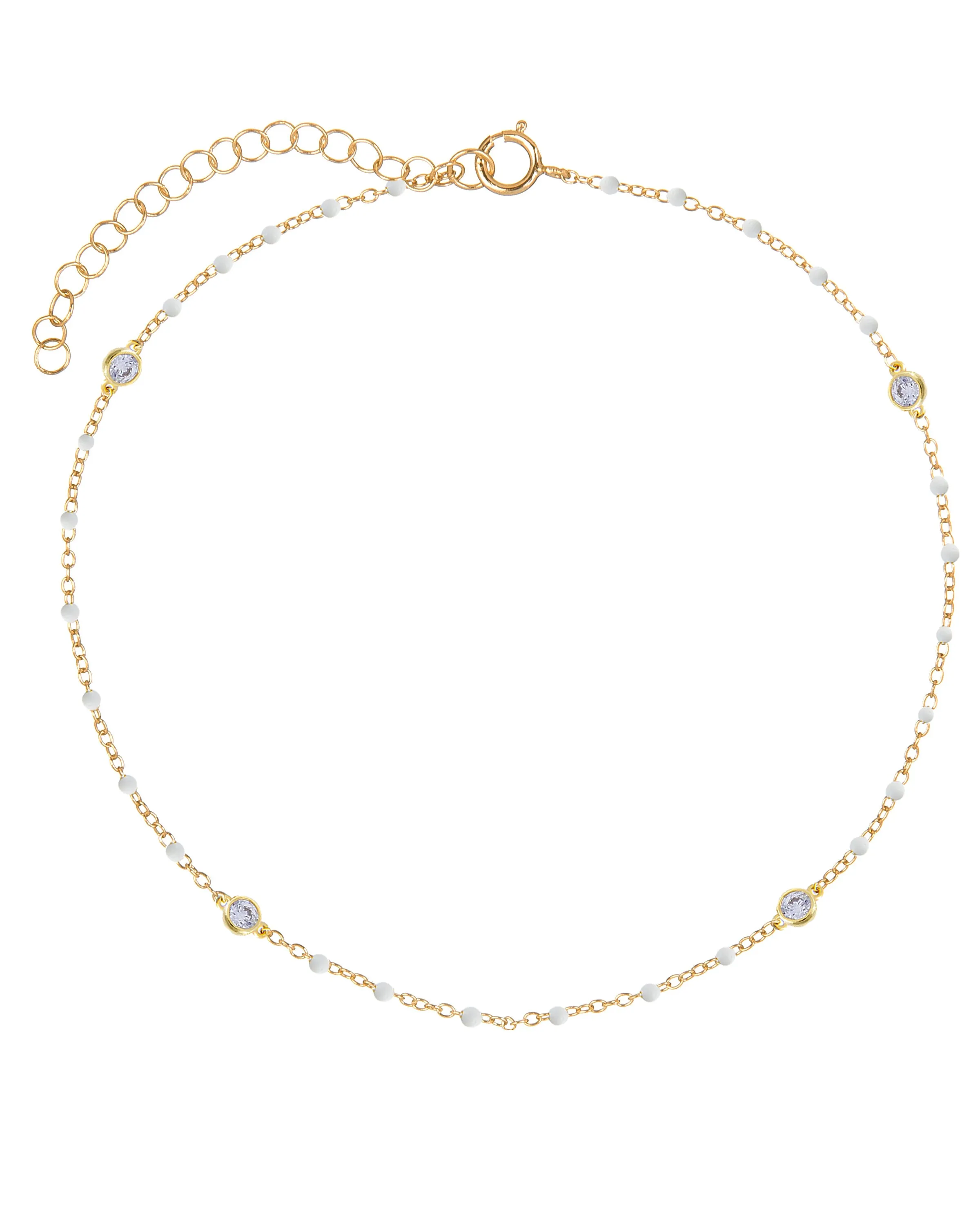 Bezel X Enamel Beaded Anklet