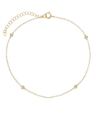 Bezel X Enamel Beaded Anklet
