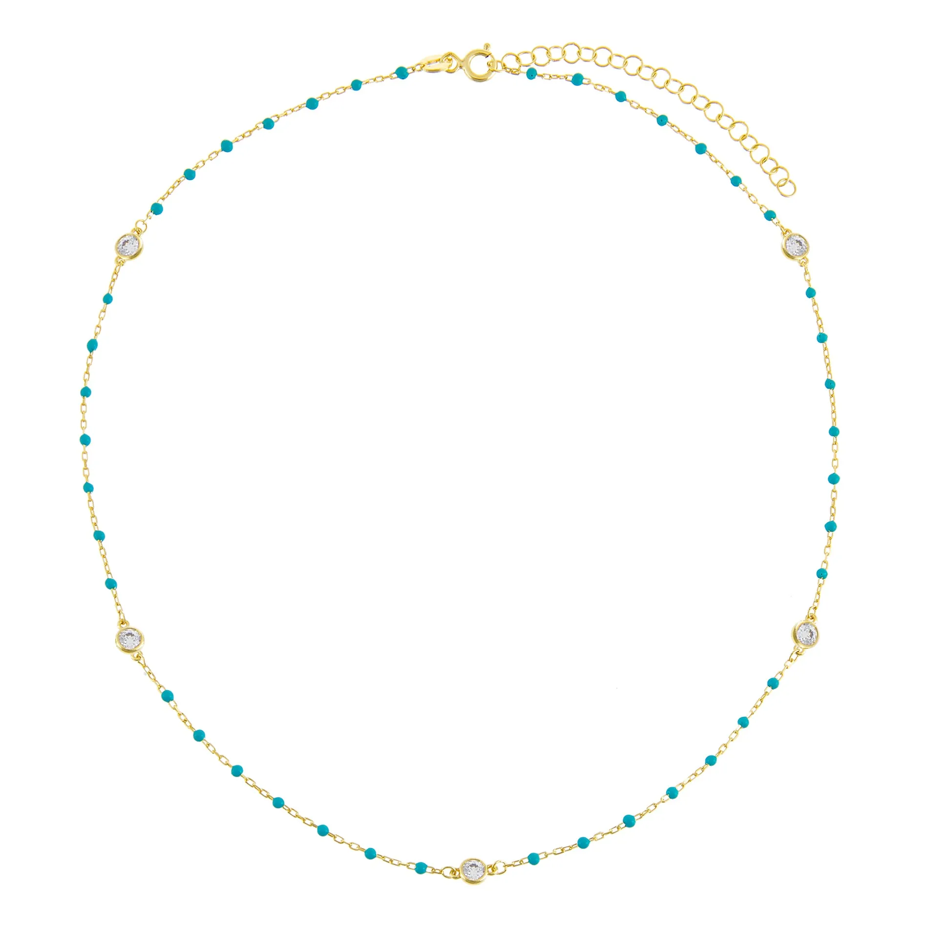 Bezel X Enamel Beaded Anklet