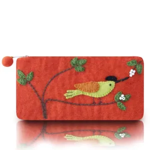 Bird on branch long coin purse