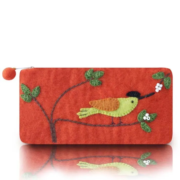 Bird on branch long coin purse