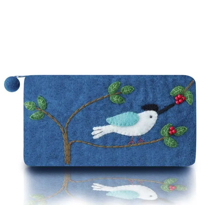 Bird on branch long coin purse