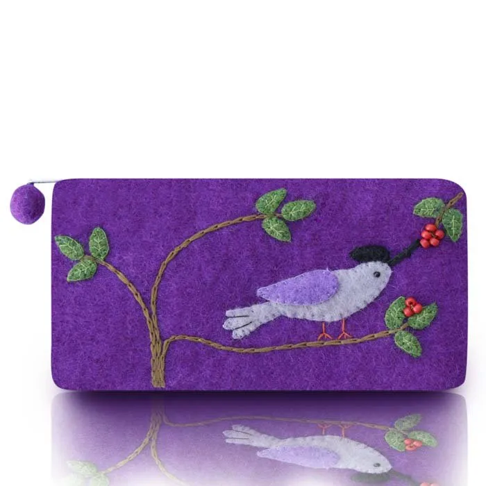 Bird on branch long coin purse