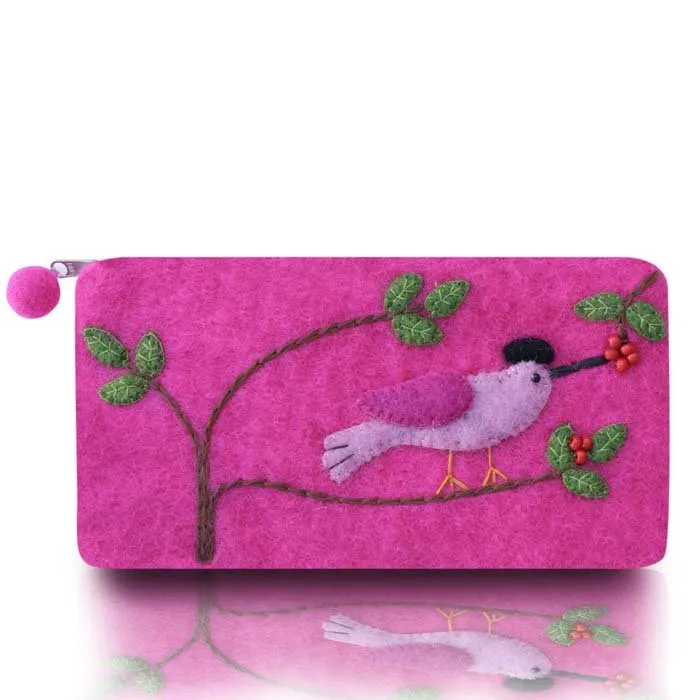 Bird on branch long coin purse