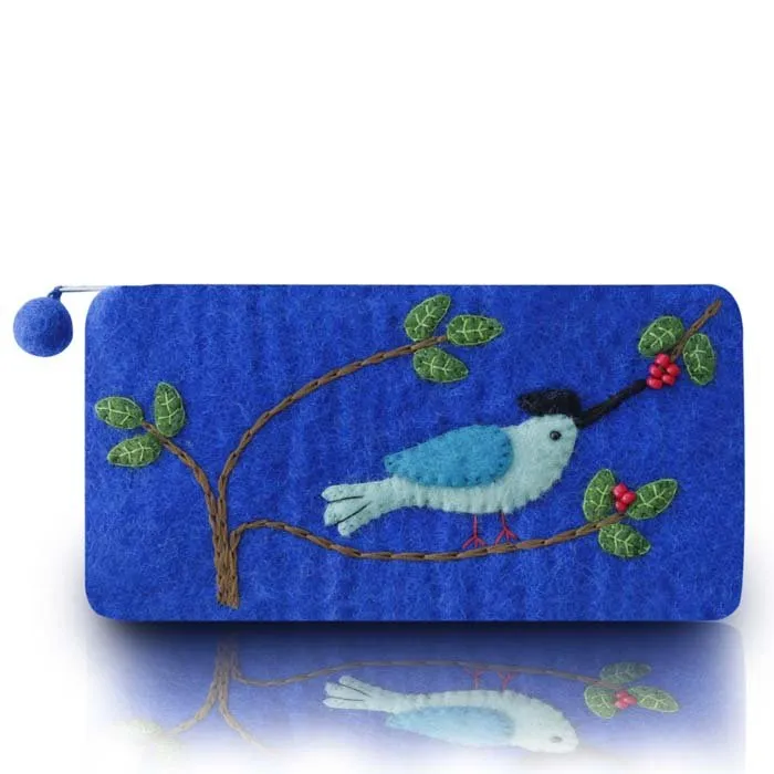 Bird on branch long coin purse