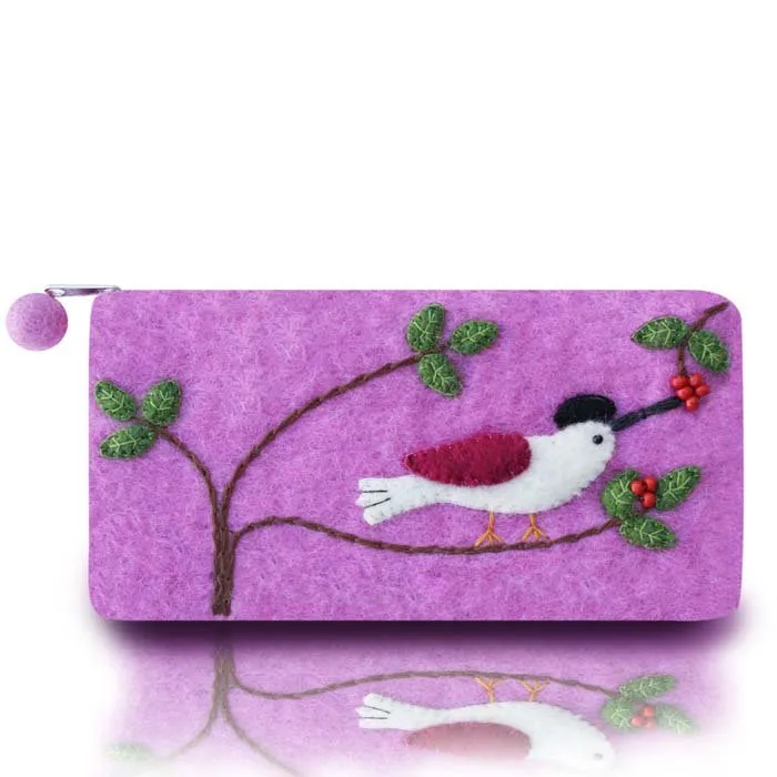 Bird on branch long coin purse
