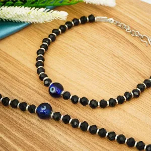 Black Beaded Evil Eye Anklets
