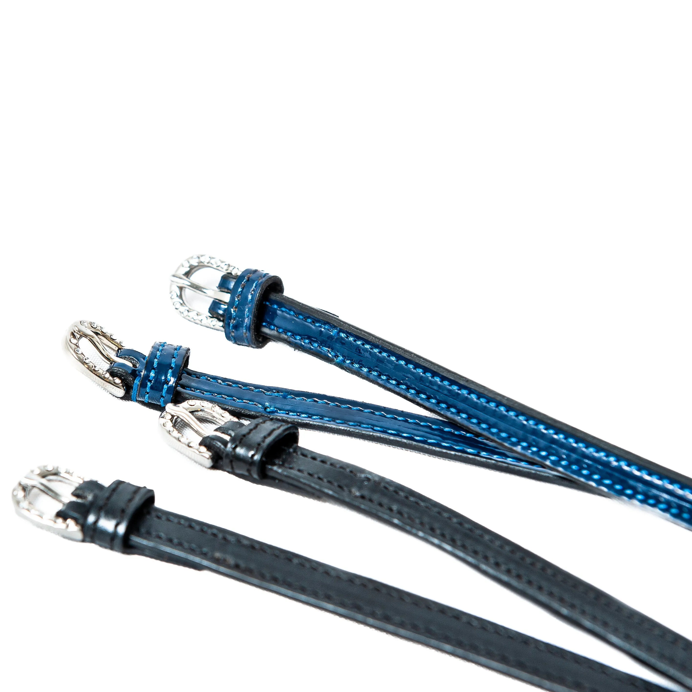 Black Leather Belt with Clear Channel Set Crystals