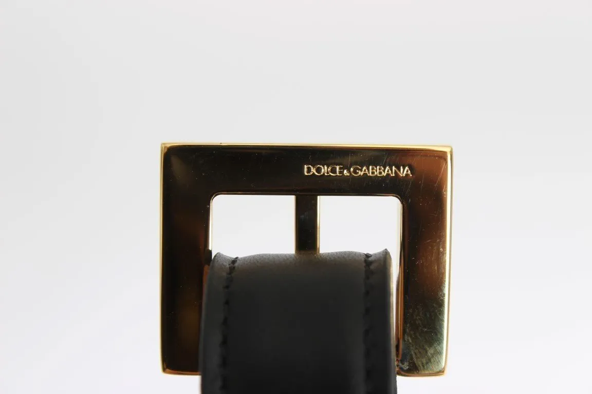 Black Leather Gold Buckle Belt