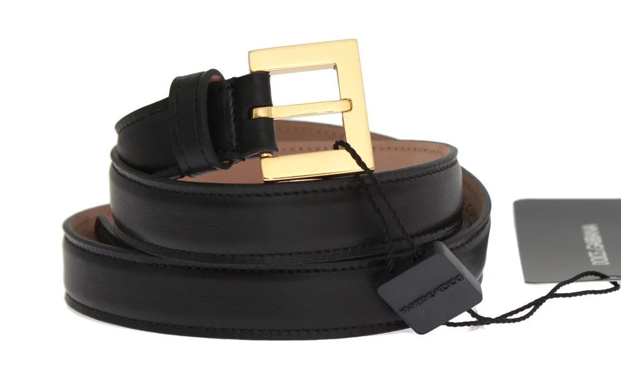 Black Leather Gold Buckle Belt