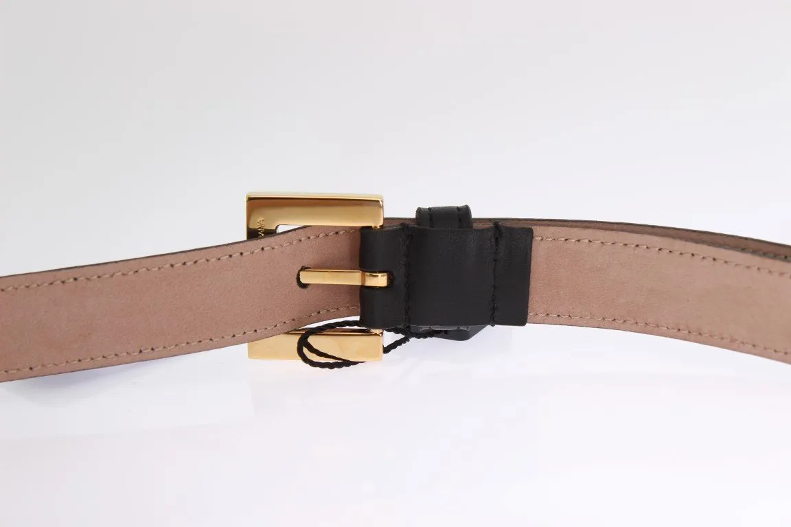 Black Leather Gold Buckle Belt