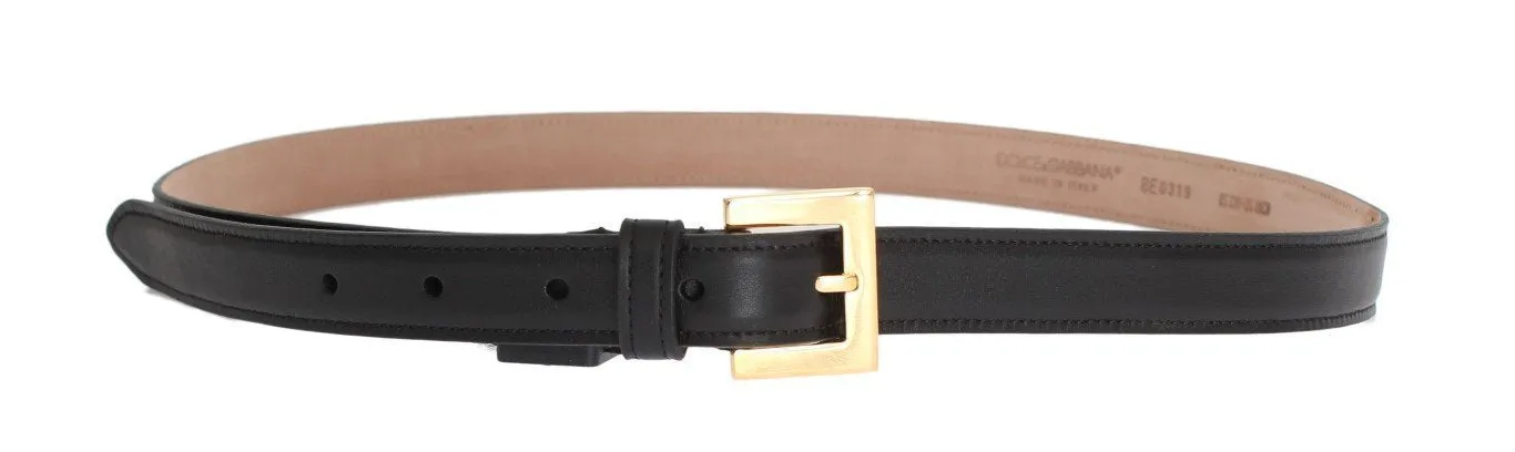 Black Leather Gold Buckle Belt