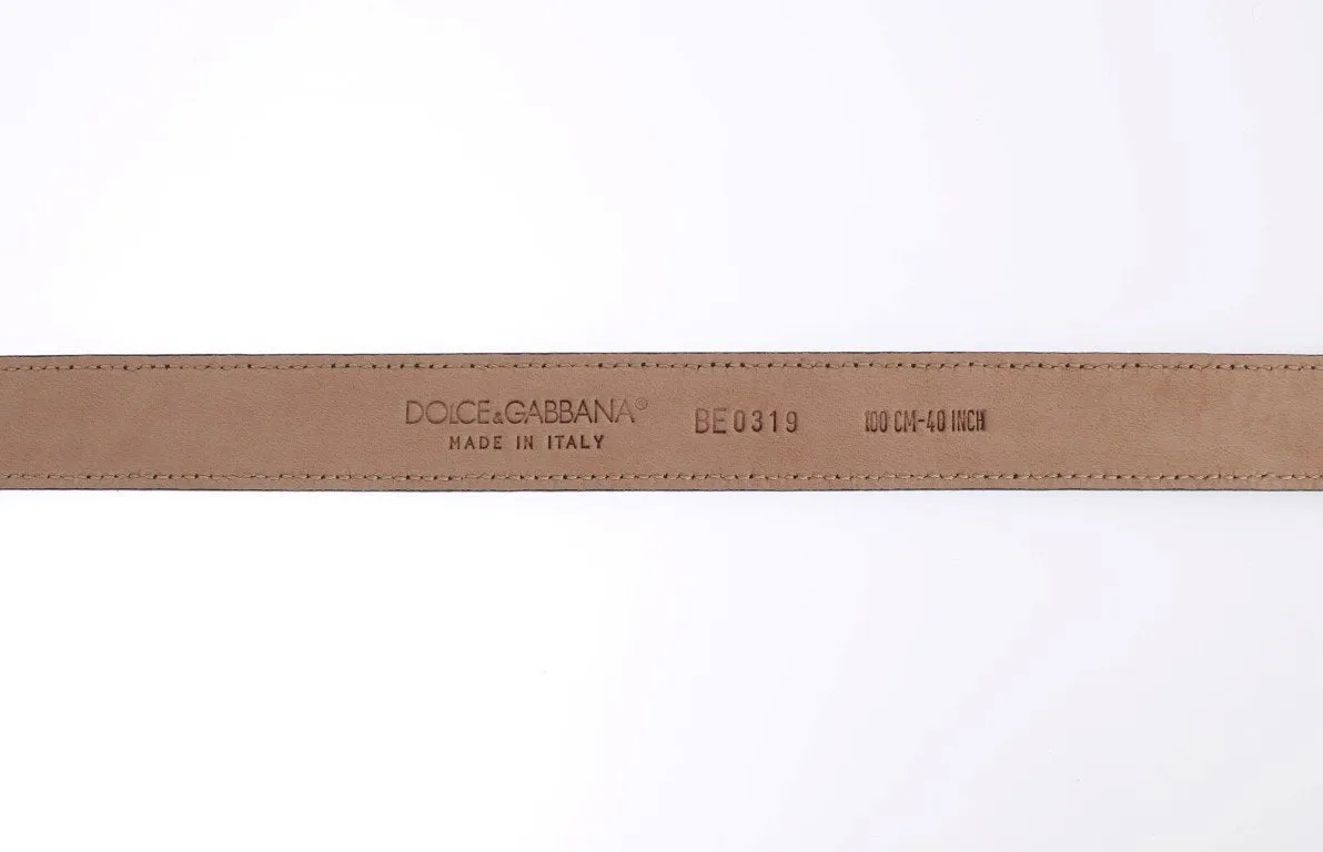 Black Leather Gold Buckle Logo Waist Belt