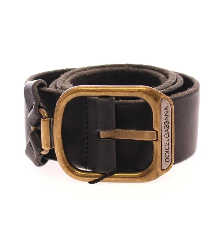 Black Leather Logo Belt