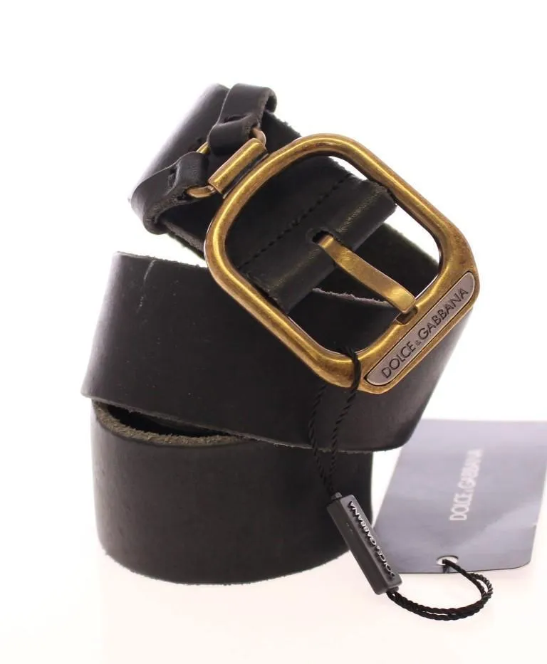 Black Leather Logo Belt