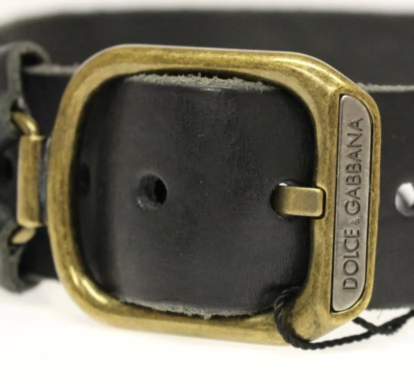 Black Leather Logo Belt