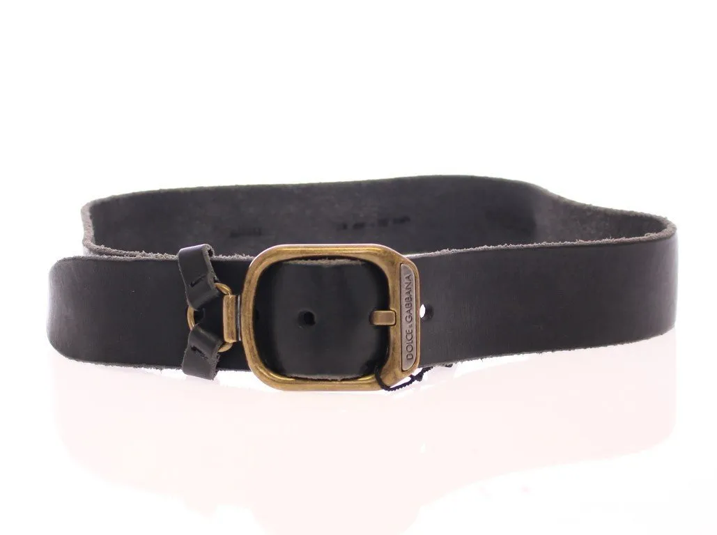 Black Leather Logo Belt