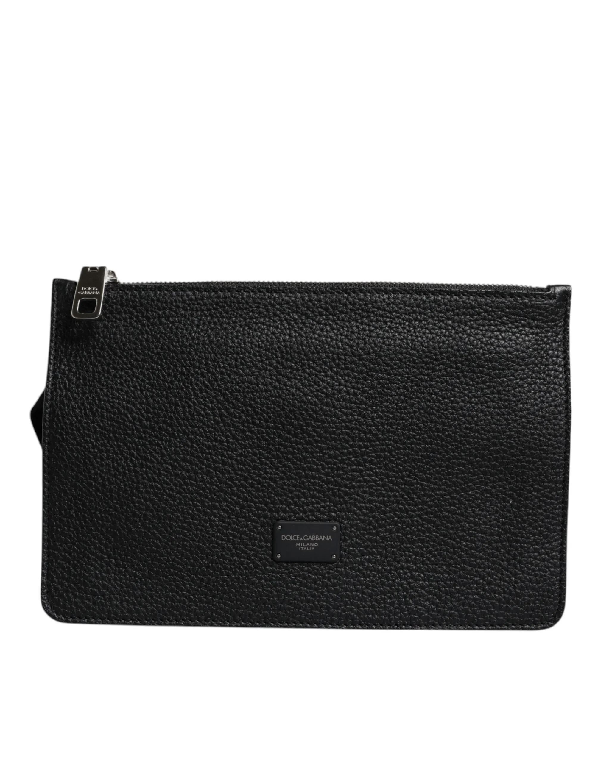 Black Leather Logo Plaque Purse Fanny Pack Bag