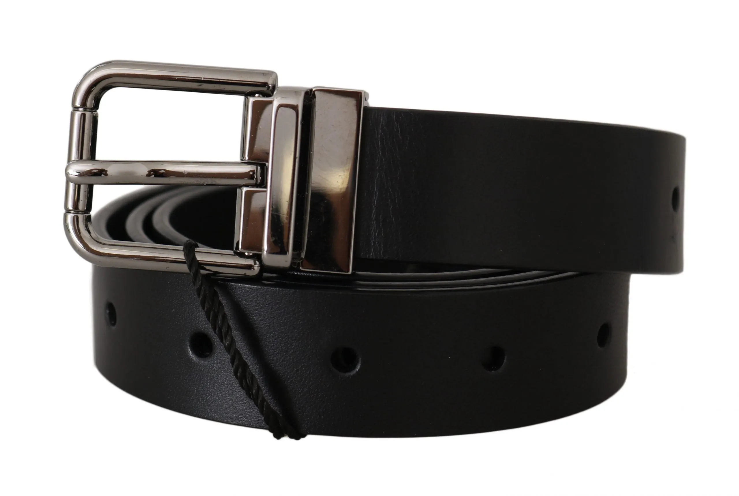 Black Leather Silver Buckle Belt