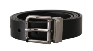 Black Leather Silver Buckle Belt