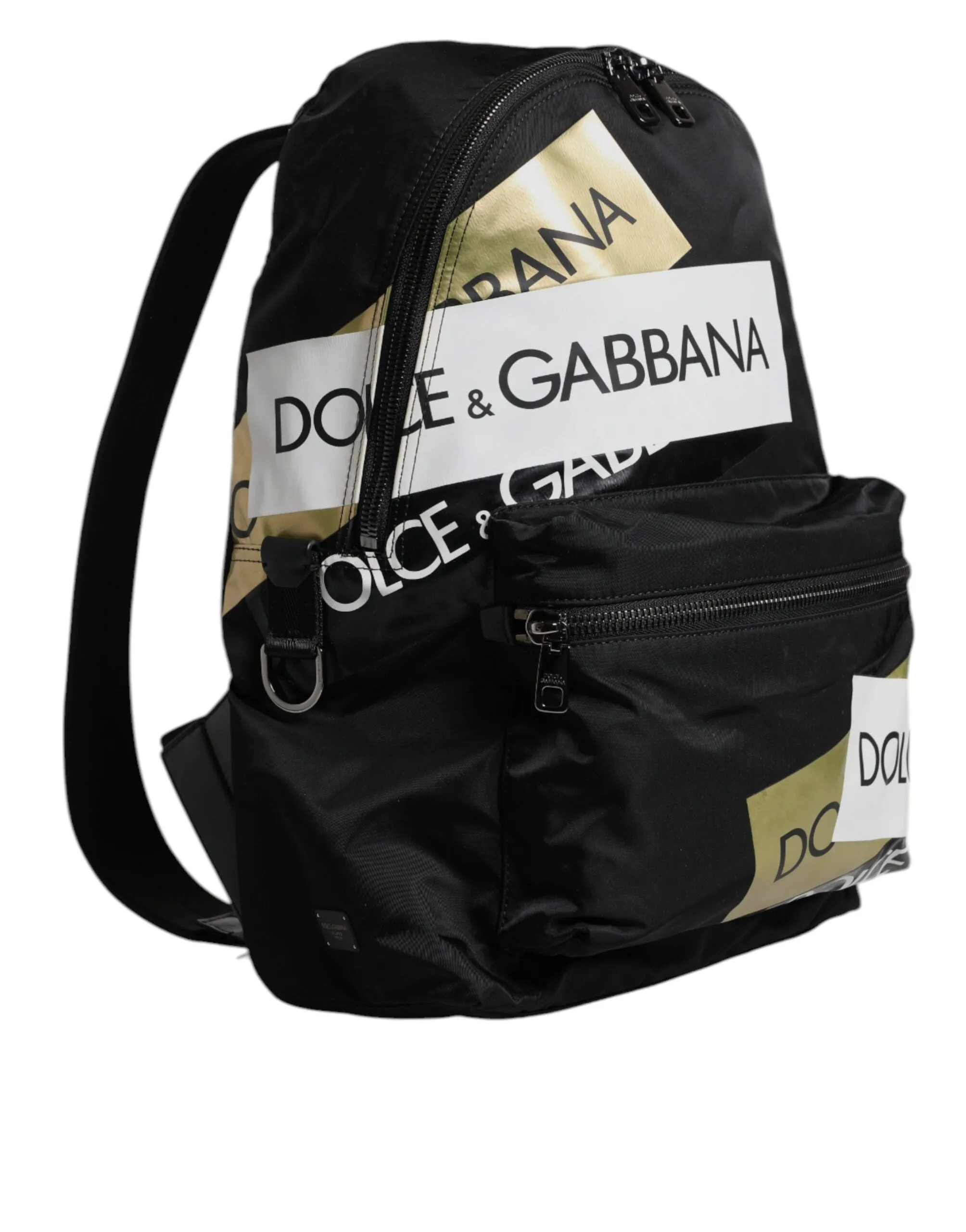Black Logo Tape Polyamide School Travel Backpack Bag