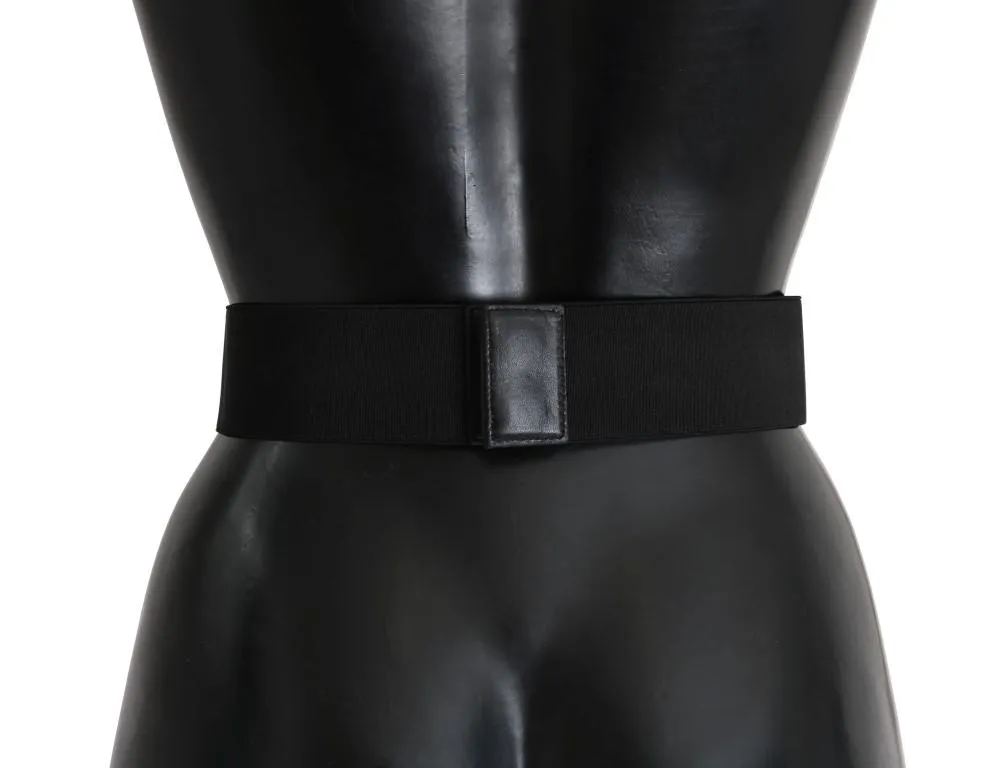 Black Stretch Leather Waist Belt