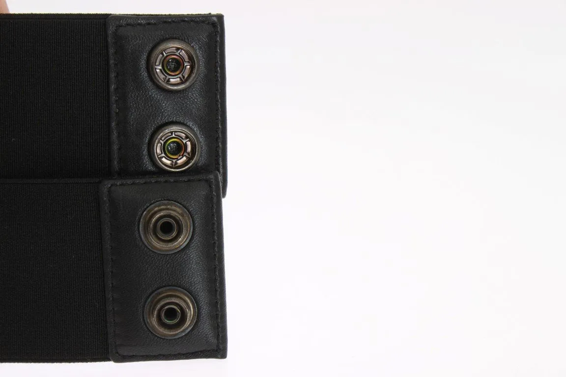 Black Stretch Leather Waist Belt