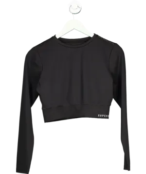 Black Superdry Crop Long-sleeved Top Green Women UK 12