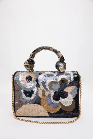 Black Velvet Beaded Clutch Purse: Elegant Sequin Party Bag