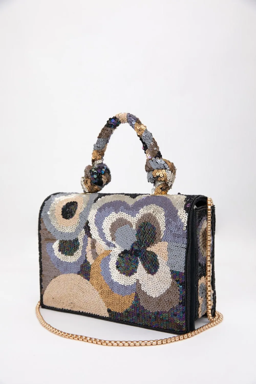 Black Velvet Beaded Clutch Purse: Elegant Sequin Party Bag