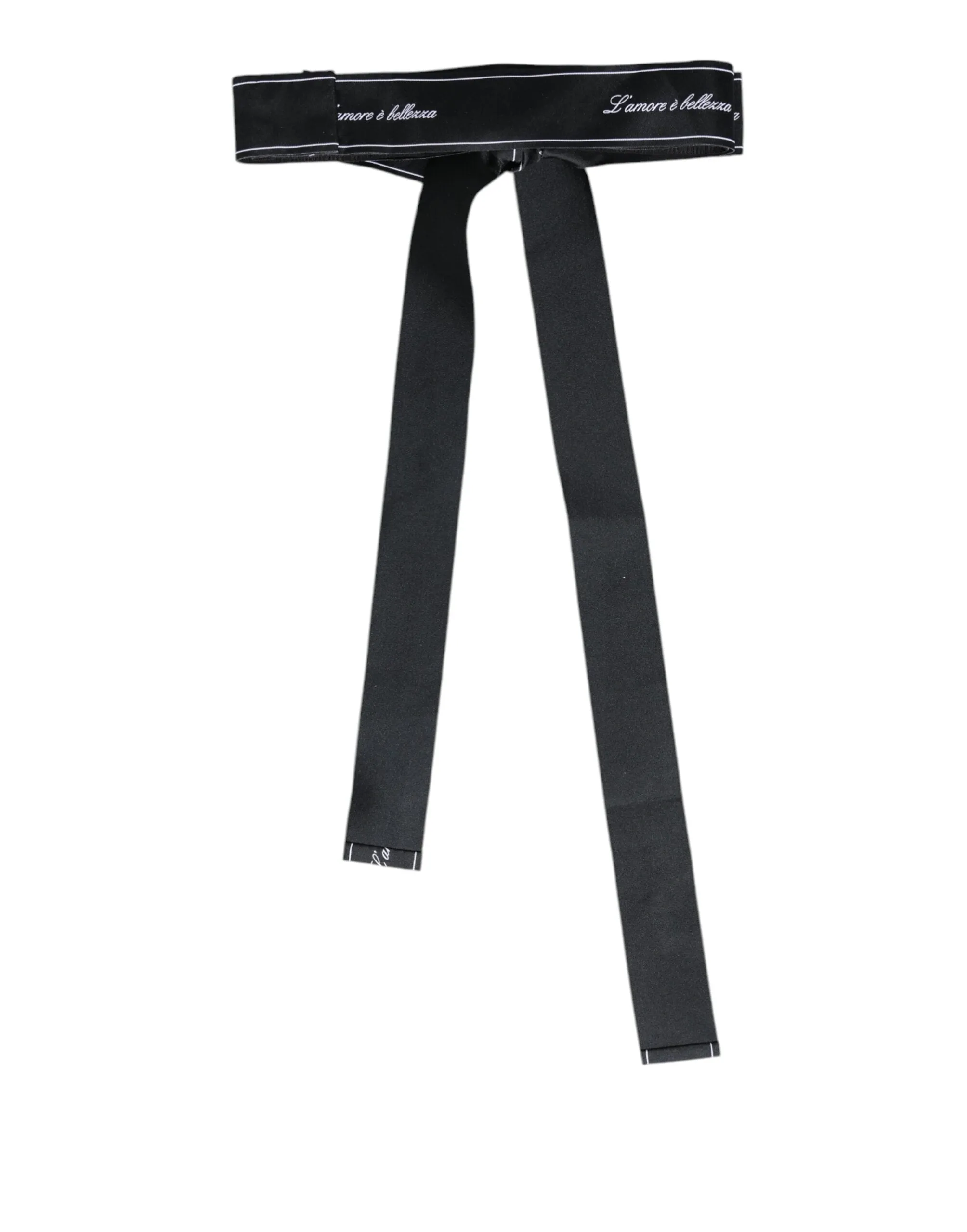 Black Waist Ribbon Wide Bow Logo Belt