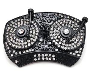 Blinged-Out Rhinestoned Turntable 3D Belt Buckle
